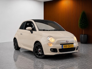 Fiat 500 0.9 TwinAir Turbo 500S CAPPUCCINO! (LEDER, AIRCO IJSKOUD, CABRIO, ELEKT RAMEN, PARKEERSENSOREN, SPORT PAKKET)