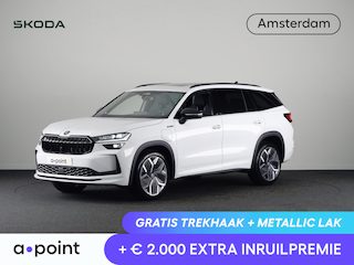 Skoda Kodiaq 1.5 TSI PHEV Sportline Business 204 pk 6 versn. DSG | Dynamic Chassis Control Pakket | Comfort Pakket | Head-up display | Parkeer Pakket | Winter Pakket | Trekhaak | Panorama Dak |  20" lichtmetalen velgen Rila aero, antraciet zwart