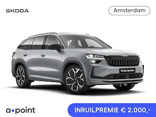 Skoda Kodiaq 1.5 TSI PHEV Sportline Business 204 pk 6 versn. DSG | Comfort Pakket | Panorama Dak | Dynamic Chassis Control Pakket | Head-up display | Parkeer Pakket | Trekhaak | Winter Pakket | Velgen: 20" lichtmetalen velgen Rila aero, antraciet zwart