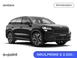 Skoda Kodiaq 1.5 TSI PHEV Sportline Business 204 pk 6 versn. DSG | Comfort Pakket | Dynamic Chassis Control Pakket | Panorama Dak | Head-up display | Parkeer Pakket | Trekhaak | Winter Pakket | 20" lichtmetalen velgen Rila aero, antraciet zwart