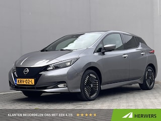 Nissan Leaf e+ N-Connecta 62 kWh / Dealer onderhouden / Accu SoH 95 % / WLTP 395 km stad 573 km / ChadeMo snel laden / Camera 360° / Navigatie / Adaptieve CC / Stuur-, stoel- & achterbankverwarming / 17" LM wielen /