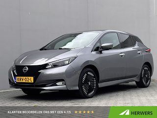 Nissan Leaf e+ N-Connecta 62 kWh / Dealer onderhouden / Accu SoH 95 % / WLTP 395 km stad 573 km / ChadeMo snel laden / Camera 360° / Navigatie / Adaptieve CC / Stuur-, stoel- & achterbankverwarming / 17" LM wielen /
