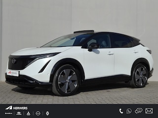 Nissan Ariya e-4ORCE Evolve 91 kWh / SOH 99% / Fabrieksgarantie tot 01-2027 / CCS snelladen / Trekgewicht 1500 kg / Warmtepomp / Bose Audio Systeem / Stoelventilatie / Elektrische achterklep / Head Up Display / Glazen schuif- en kanteldak / Stuur- Stoel & Achterbank verwarming / Rondomzicht camera /