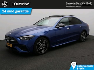 Mercedes-Benz C-klasse 300 e Business Solution AMG AMG Line | Night Pakket | Panorama Schuif-Kanteldak | Parkeerpakket met 360°-camera | Digital Licht | Sfeerverlichting. Inclusief 24 maanden MB Certified garantie voor Europa.