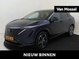 Nissan Ariya Evolve 91 kWh | Apple Carplay/Android | cruise control adaptief | elektrisch glazen panorama-dak | lederen/microvezel bekleding | navigatiesysteem full map | voorstoelen verwarmd en geventileerd | warmtepomp | lichtmetalen velgen |