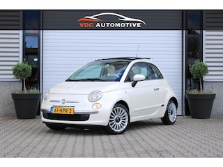 Fiat 500 1.2 Lounge Pano | Bruin Leder | Clima | Parelmoer Wit | Leuke Auto!