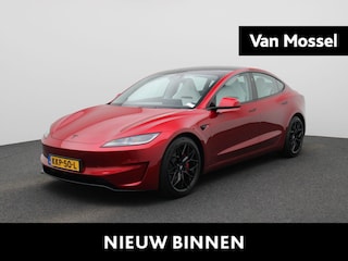 Tesla Model 3 Performance AWD 78 kWh | Wordt Verwacht | 20" Korbach Velgen | Sfeerverlichting | Stoelventilatie | Stoelverwarming | Lederen Bekleding |