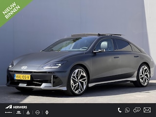 Hyundai Ioniq 6 Lounge 77.4 kWh / Dealer onderhouden / Fabrieksgarantie tot 05-2030 / Accu SoH 100% / Leder / Digitale buitenspiegels / Schuifdak / HUD / Elektrische stoelen & klep / Camera 360° / Stoelventilatie / Stuur-, stoel- & achterbankverwarming / 20" LM wielen & All Season Banden /