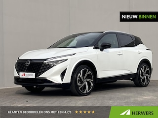 Nissan Qashqai 1.3 MHEV Xtronic Tekna Plus / Dealer onderhouden / Fabrieksgarantie tot 10-2028 / 1.800 kg trekgewicht / HUD / BOSE audio / Panorama dak / Stuur- & stoelverwarming / Massage stoelen / Elektrische stoelen & klep / Apple Carplay Android / 20" LM wielen & All Season banden /