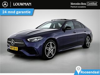 Mercedes-Benz C-klasse 300 e AMG Nightpakket | Panoramadak | Trekhaak | Alarm | Sfeerverlichting | Memory | CarPlay | Dode Hoek Ass | Inclusief 24 maanden Mercedes-Benz Certified garantie voor Europa.