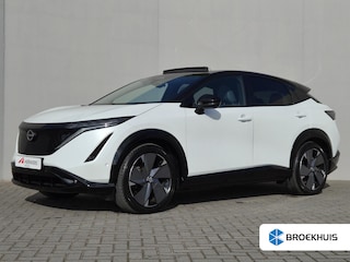 Nissan Ariya e-4ORCE Evolve 91 kWh / SOH 99% / Fabrieksgarantie tot 01-2027 / CCS snelladen / Trekgewicht 1500 kg / Warmtepomp / Bose Audio Systeem / Stoelventilatie / Elektrische achterklep / Head Up Display / Glazen schuif- en kanteldak / Stuur- Stoel & Achterbank verwarming / Rondomzicht camera /