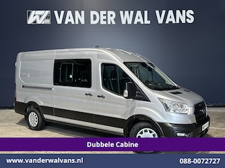 Ford Transit 2.0 TDCI 131pk L3H2 Dubbele Cabine Euro6 Airco | 7-Zits | Camera | Navigatie | 2500kg Trekhaak | Apple Carplay Cruisecontrol, Android Auto, Verwarmde Voorruit, Parkeersensoren, Bijrijdersbank, Leder
