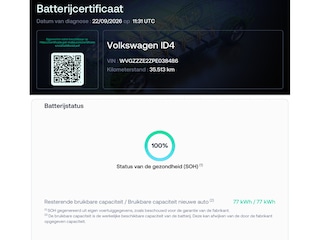 Volkswagen ID.4 Pro Business 77 kWh SOH 100% elektrische achterklep keyless easy open klasse III alarm travel assist side assist park assist plus discover pro ACC 19" LMV ambiente verlichting assistentie pakket plus stoel en stuurwielverwarming
