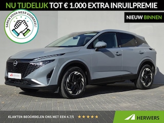 Nissan Qashqai 1.3 MHEV Xtronic N-Connecta / Facelift / Fabrieksgarantie tot 11-2027 / Dealer onderhouden / Trekgewicht 1800 kg / Cold Pack / All season banden / Stuur- Stoel & Voorruitverwarming / Adaptief cruise control / Rondomzicht camera / Apple Carplay Android Auto /
