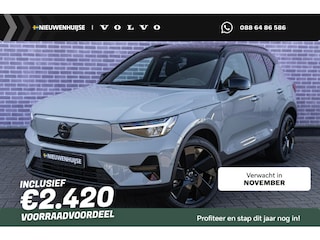 Volvo EX40 Single Motor Extended Range Ultra Black Edition Europa | Google | Long Range | Harman Kardon Audio | 20" Lichtmetalen Velgen | Panoramadak | Getint Glas | Elektrische Stoelverstelling | Nubuck Bekleding | Adaptive Cruise Control | Dodehoekdetectie | 360 Camera | Zitverlenging | Elek. Achterklep | Keyless
