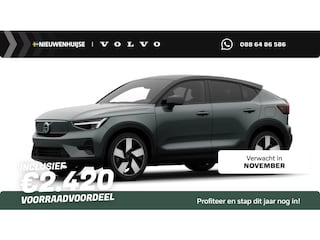 Volvo EC40 Single Motor Extended Range Ultra Europa 82 kWh | Google | Long Range | Adaptieve Cruise Control | Panoramadak | Harman Kardon Audio | Warmtepomp | 360 Camera | Getint Glas | Zitverlenging | Stuur-/Stoelverwarming Voor + Achter | DAB | LED Koplampen | Sfeerverlichting | Dodehoekdetectie | 20" Lichtmetalen velgen