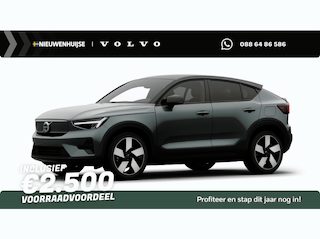 Volvo EC40 Single Motor Extended Range Ultra Europa 82 kWh | Google | Long Range | Adaptieve Cruise Control | Panoramadak | Harman Kardon Audio | Warmtepomp | 360 Camera | Getint Glas | Zitverlenging | Stuur-/Stoelverwarming Voor + Achter | DAB | LED Koplampen | Sfeerverlichting | Dodehoekdetectie | 20" Lichtmetalen velgen