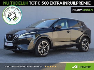 Nissan Qashqai 1.3 MHEV Xtronic Tekna Plus / Dealer onderhouden / Elektrisch achterklep / All season banden / head-up display / Panoramadak / Apple Carplay Android Auto / Trekgewicht 1.400 kg / Keyless Entry/Start / rondomzicht camera / Stuur- Stoel & Voorruitverwarming /