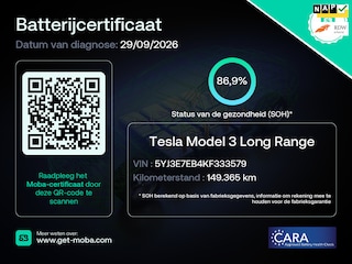 Tesla Model 3 Long Range AWD 75 kWh 87% SOH Trekhaak Rijklaarprijs!