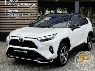 Toyota RAV4 2.5 Plug-in Hybrid AWD Bi-Tone Plus STOEL/STUURVERW STOEL-KOELING BLIND-SPOT 360° CAMERA PARK-SENSOREN APPLE/ANDROID EL-ACHTERKLEP TREKHAAK