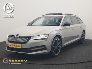 Skoda Superb Combi 1.4 TSI iV Sportline Business PHEV 218pk Dealer O.H. | Panodak | Camera | Canton Audio | Alcantara Sportstoelen Memory & Verwarmd | Sfeerverlichting | Keyless | BLIS | Stuur Verwarmd | Apple Carplay | Crystal LED | Navigatie | DAB | Plug In Hybrid |