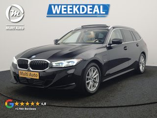 BMW 3-serie Touring 320e Luxury Line Facelift PHEV Dealer O.H. | Trekhaak Af Fabriek | Panodak | Head Up | Adaptive Cruise | 360 Camera | Lederen Sportstoelen Verwarmd | Sfeerverlichting | Apple Carplay | Keyless | Widescreen Navi | DAB | Plug In Hybrid