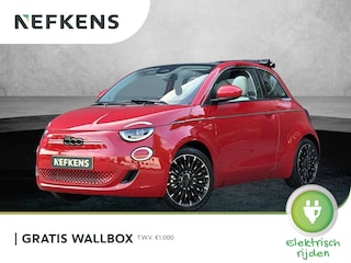 Fiat 500 La Prima 42 kWh Cabrio | ACCU 95% | Navigatie | Leer | Stoelverwarming | Achteruitrijcamera | 17'' LM velgen