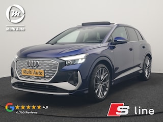 Audi Q4 e-tron 35 2x S Line 55 kWh 170pk | Panodak | Adaptive Cruise | Lederen Sportstoelen & Stuur Verwarmd | Camera | Keyless | 21"L.M | Navigatie | DAB |