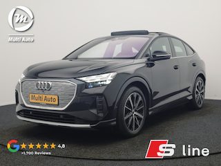 Audi Q4 e-tron 40 S edition 77 kWh 204pk Dealer O.H. | Trekhaak Af Fabriek | Panodak | Adaptive Cruise | Head Up | 360 Camera | Matrix LED | Lederen Sportstoelen & Stuur Verwarmd | Keyless | Apple Carplay | Navigatie | DAB | 20"L.M |