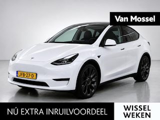 Tesla Model Y Performance AWD 75 kWh | Lage KM std. | Panorama dak | Stoel verwarming | Leder | Navigatie | Climate control | Camera | Parkeer sensoren | LED | Elec. achterklep