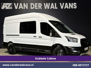Ford Transit 2.0 TDCI 131pk L3H3 Dubbele Cabine Inrichting Euro6 Airco | 6-Zits | Camera | Apple Carplay | Xenon Navigatie, Leder, Android Auto, Cruisecontrol, LED, LM Velgen, Stoelverwarming, Verwarmde Voorruit, Parkeersensoren, Bijrijdersbank