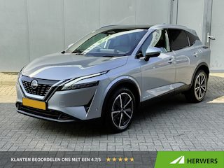 Nissan Qashqai 1.5 e-Power Tekna / Voorruitverwarming / Stuurverwarming / Stoelverwarming / Cruise Control Adaptief / Apple Carplay / Navigatie / 360 Graden Camera / Elektrische Achterklep / Panoramadak/ Head Up Display / All Season banden