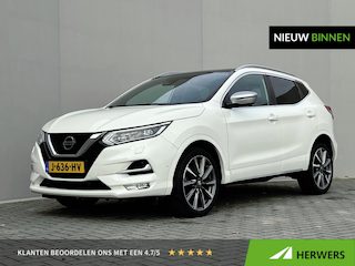 Nissan Qashqai 1.3 DIG-T Tekna + / 1.500 kg trekhaak / Leder / Panorama dak / Elektrische stoelen / Adaptieve CC / Camera 360° / Navigatie / BOSE audio / Apple Carplay Android / 19" LM wielen /