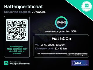 Fiat 500 Icon 42 kWh SOH 95,7%, Virtual Cockpit, Apple Carplay, Lane Assist, Climate
