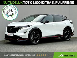 Nissan Ariya e-4ORCE Nismo 91 kWh / 435PK / 417KM WLTP / Alcantara Interieur / F1-Remlicht / Adaptieve Cruise Control / Verwarmde Voorstoelen / Elektr. Voorstoelen / 360 Camera / Elektr. Achterklep / Apple Carplay&Android Auto / Warmtepomp