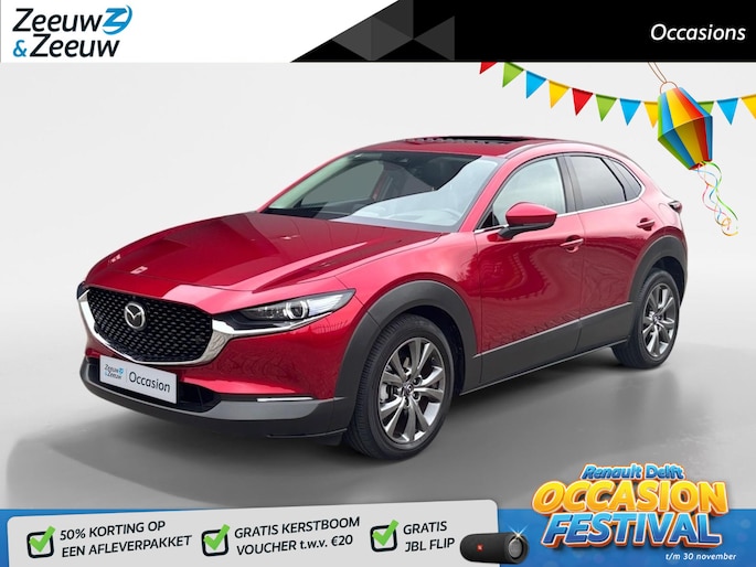 Mazda CX-30 186PK e-SkyActiv-X M Hybrid Luxury Automaat | 1e eigenaar | Schuif/Kantel Dak | 360 Camera | Bose Audio | Adaptive Cruise Control | Leder | Stoelverwaring | Climate Control | Elektrische Achterklep | Lichtmetalen Velgen |