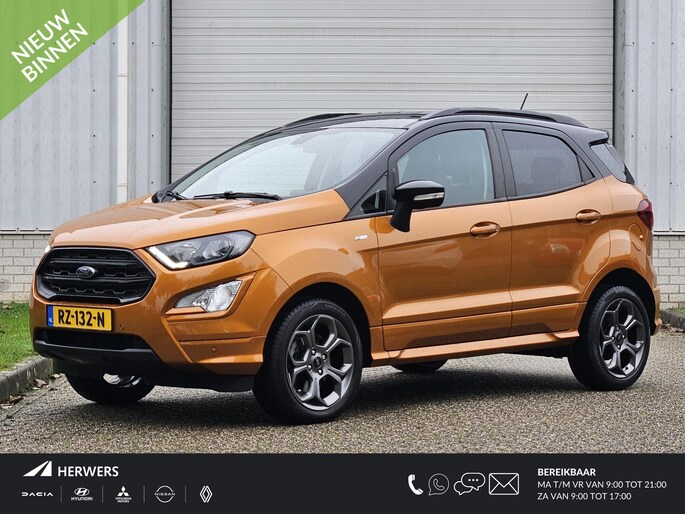 Ford EcoSport 1.0 EcoBoost ST-Line / Dealer Onderhouden / All Season Banden / B&O Premium Audio / Alcantara Bekleding / Stoel & Stuurverwarming / Voorruit Verwarming / Achteruitrijcamera / Navigatie / Apple Carplay & Android Auto / Parkeersensoren / Climate Control /