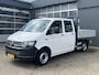 Volkswagen Transporter 2.0 TDI L2H1 DC Kipper open laadbak Airco Bluetooth trekhaak 2200 kg 1e eigenaar Dealer onderhouden Kieper P-up Doka Pritsche Ahk 2200kg Pick-up bakwagen
