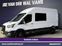 Ford Transit 2.0 TDCI 131pk L3H3 Dubbele Cabine Euro6 Inrichting Airco | 6-Zits | Camera | Apple Carplay | Xenon Navigatie, Leder, Android Auto, Cruisecontrol, LED, LM Velgen, Stoelverwarming, Verwarmde Voorruit, Parkeersensoren, Bijrijdersbank